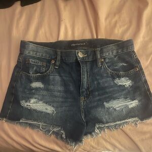 Aeropostale Women's Ripped Jean Shorts - Dark Blue